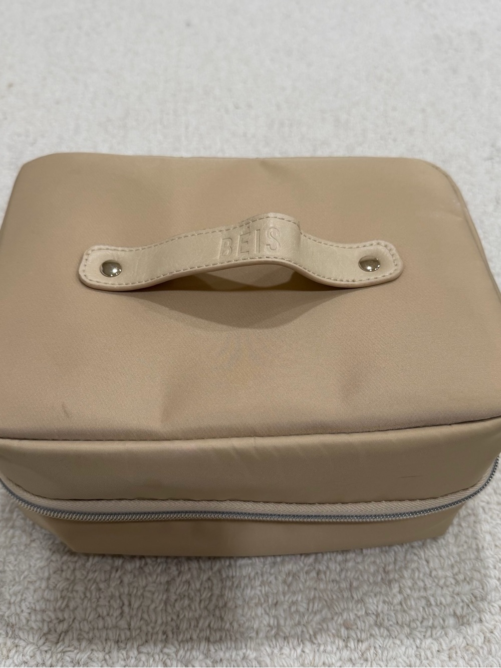 BΓIS Beige Travel Cosmetic Case Organizer Bag w/ Clear Zip Pouch, Compartments